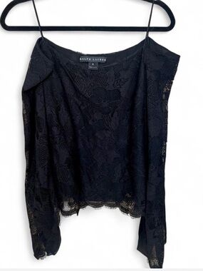 Ralph Lauren Gold Label Black Lace Camisole with Scalloped Hem